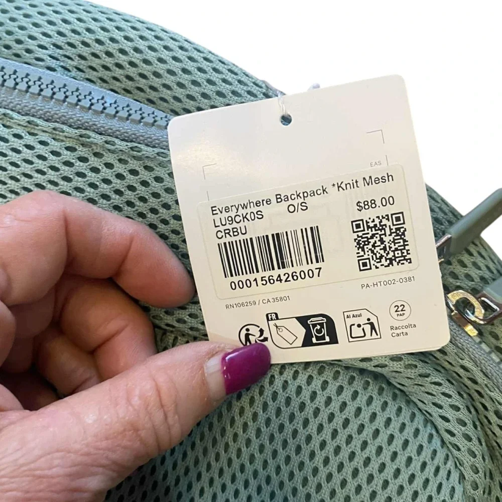 NWT Lululemon back pack *mesh CRATER BLUE
